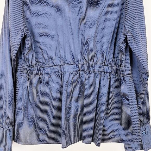 PULI - Blue Tuxedo Stripe Wrap Long Sleeve Blouse, Formal‎  Size US 10 Eur 40 - Picture 5 of 7